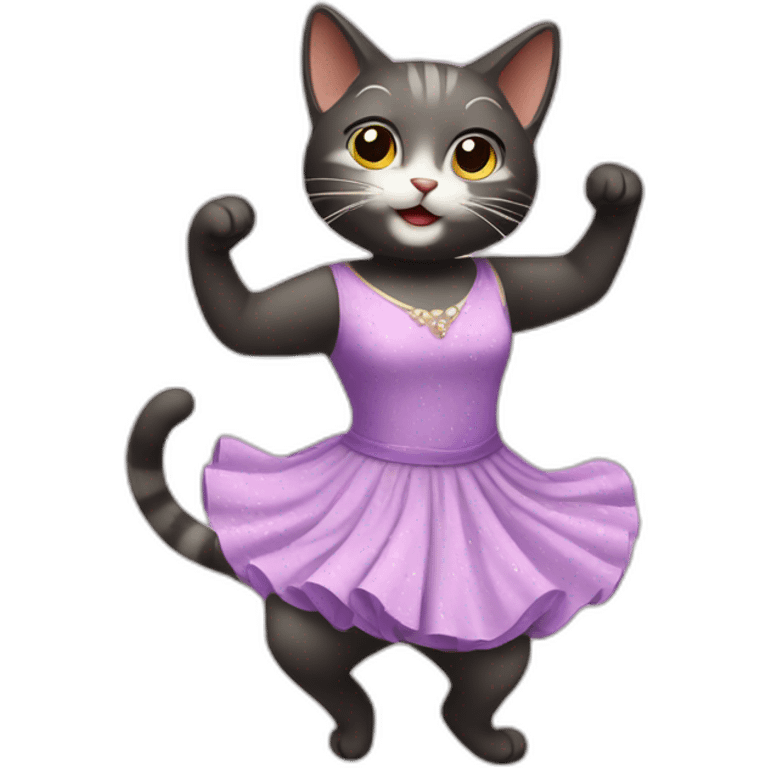 dancing cat in a dress emoji