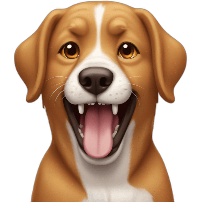 Perro con un gato entre los dientes emoji