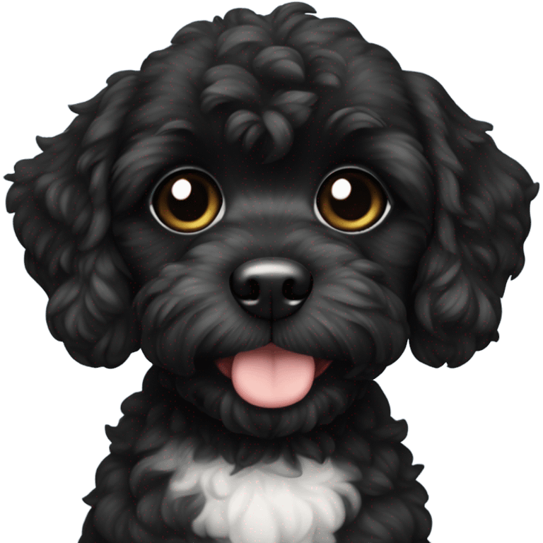 Black Shipoo Puppy with white on its chest emoji