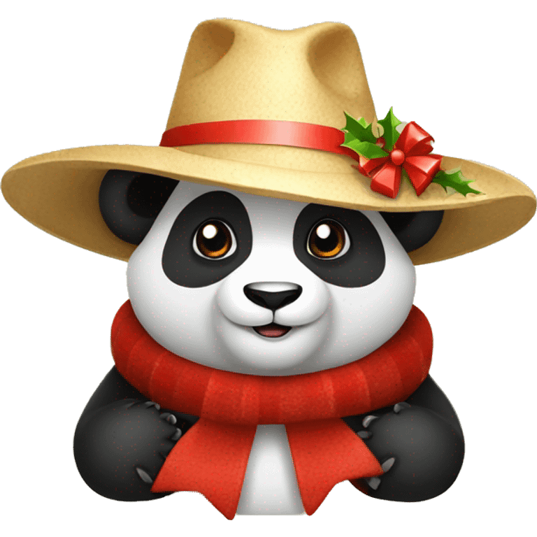 Panda con sombrero de navidad emoji