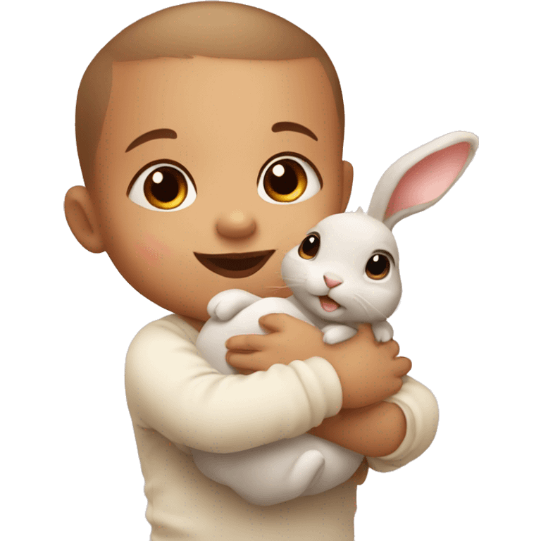 Baby with cute rabbit  emoji