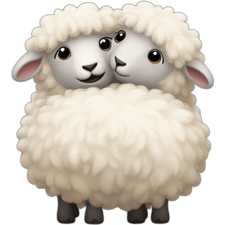 Two fluffy sheep hugging  emoji