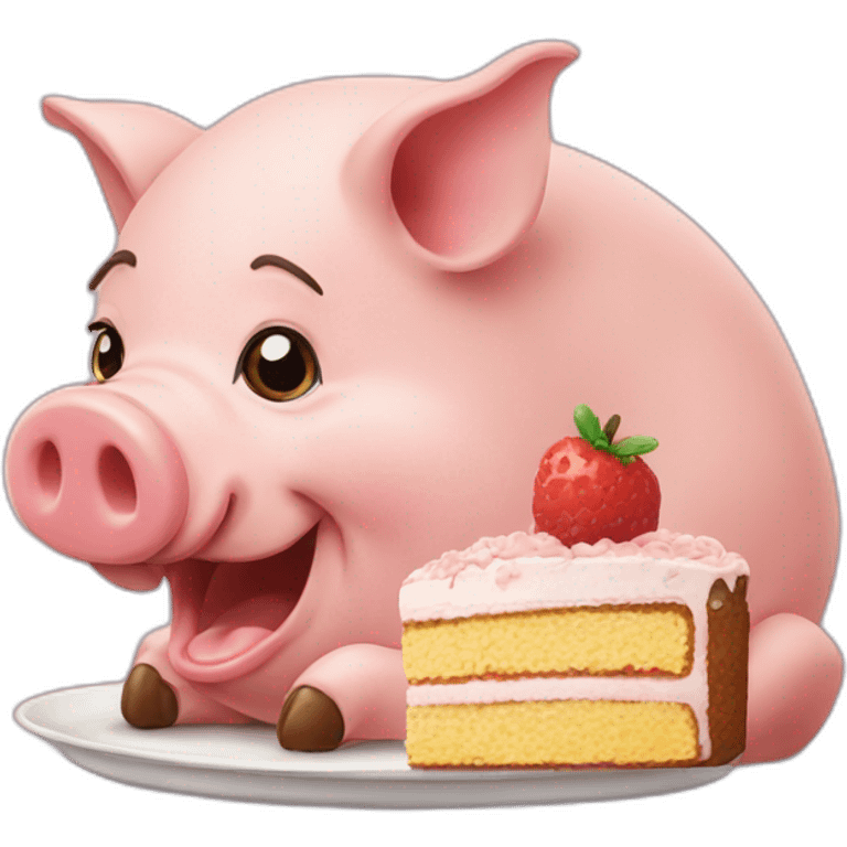 pig eating cake emoji