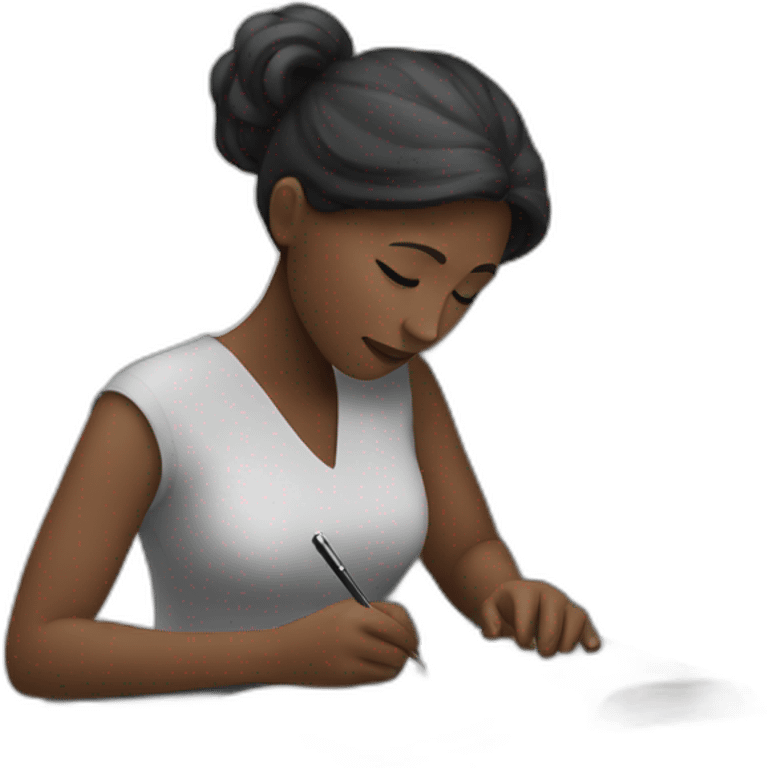 woman taking notes by a tombstone emoji