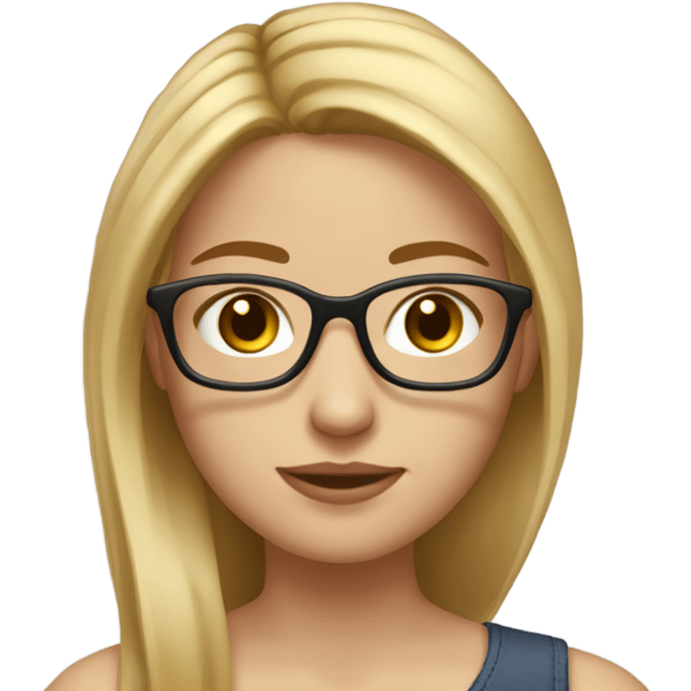 “Create an emoji of a girl with fair skin, blonde highlights, slightly wavy (almost straight) hair, round glasses, and brown eyes. She should look friendly and modern, with detailed features that showcase her unique personality.” emoji