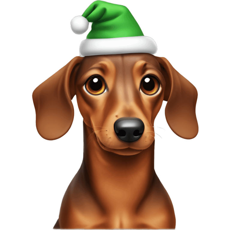 dachshund wearing a Christmas hat emoji