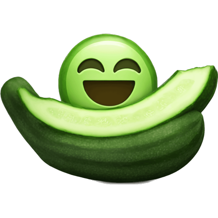 Smiley relaxing with cucumber emoji