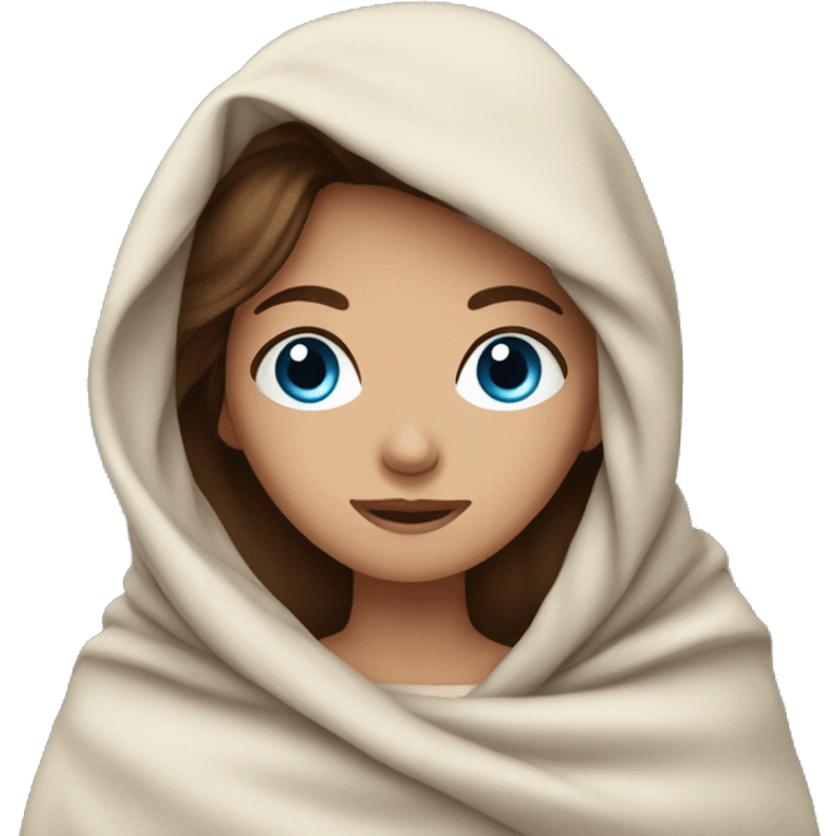 brown hair girl with blue eyes in blanket emoji