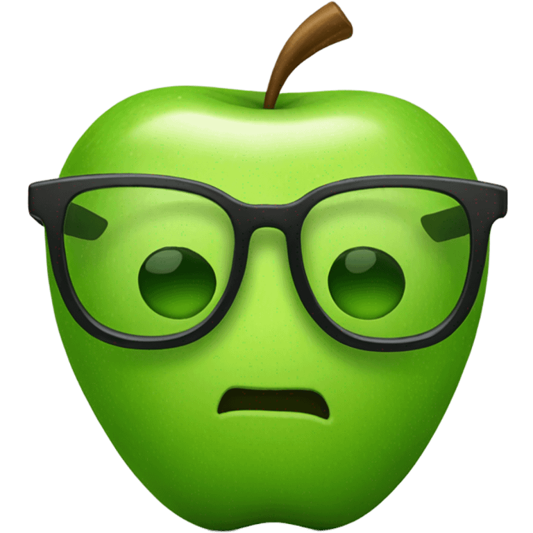 Green apple with glasses emoji