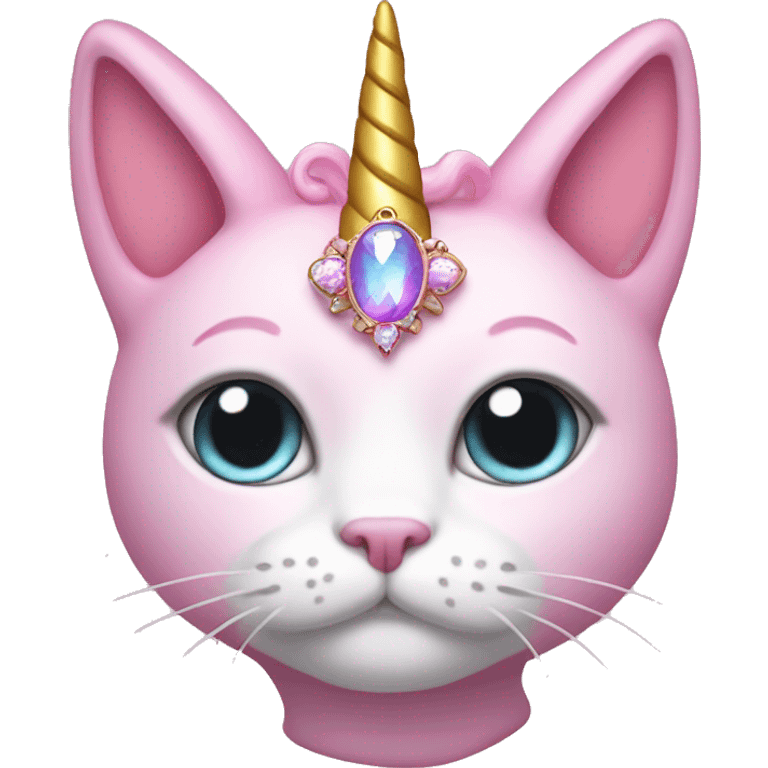 Pink cat with a unicorn horn wearing a tiara emoji