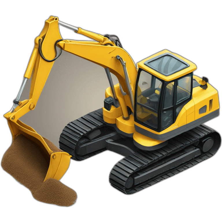 isometric-machinery-excavator-with-dirt emoji