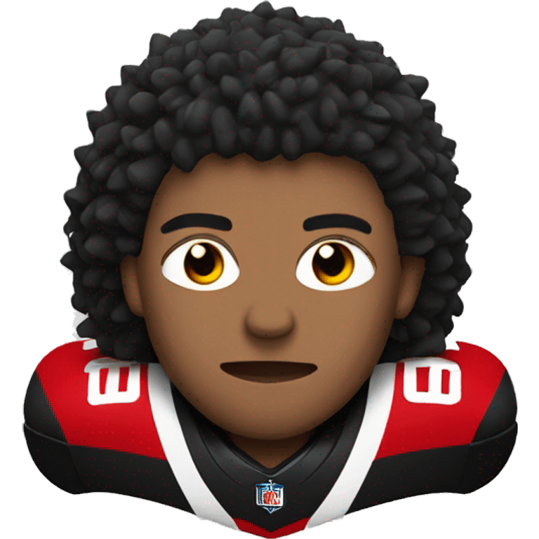  football fan wearing spiked shoulder pad that are red and black emoji