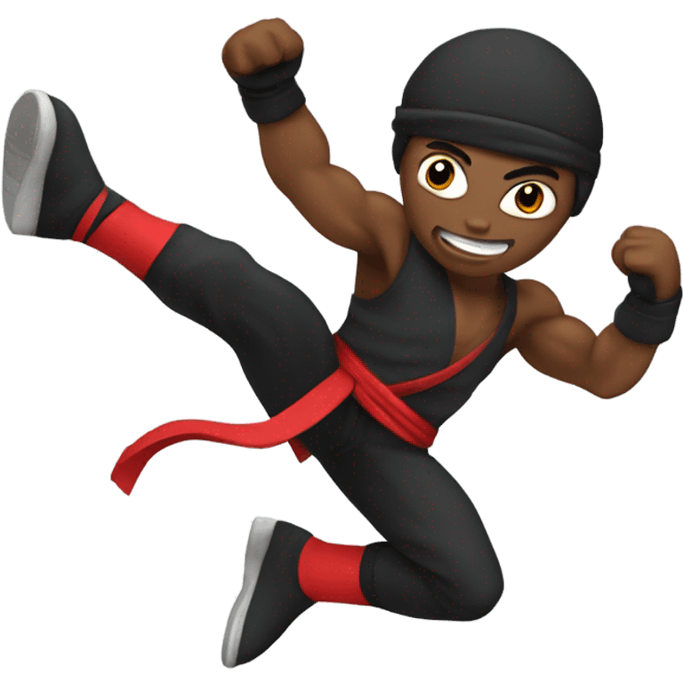 male Ninja Warrior athlete punching, captured mid-air emoji