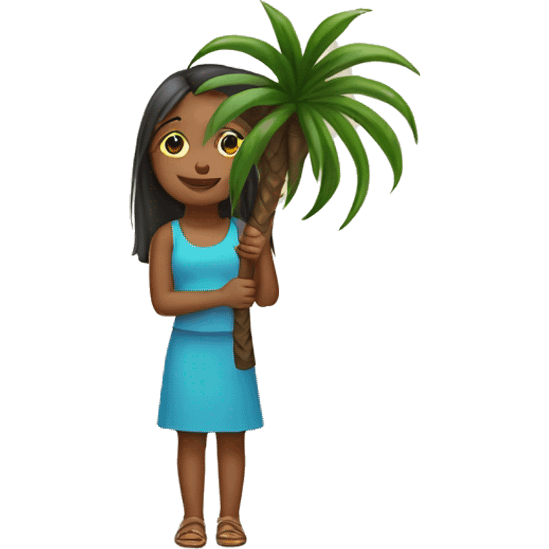 Girl carrying small palm tree emoji