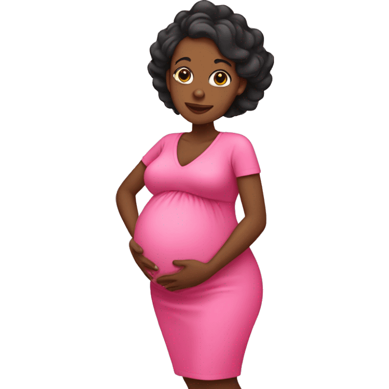 Pregnant Black mom with pink dress emoji