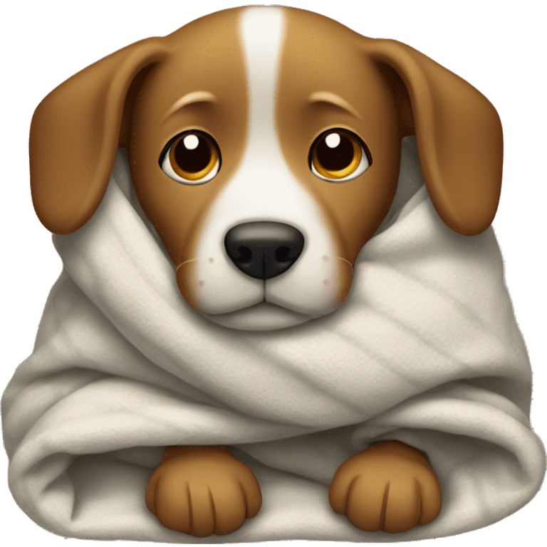 Dog comforts in a blanket  emoji