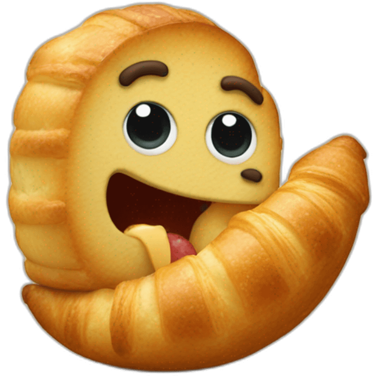 kermitt eating a croissant emoji