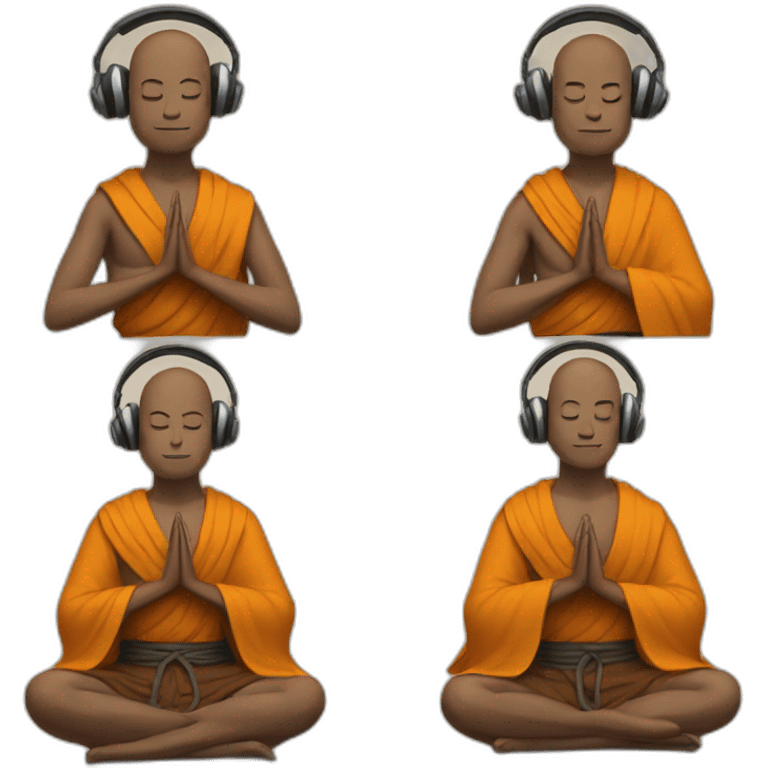 Meditating monk with headphones emoji