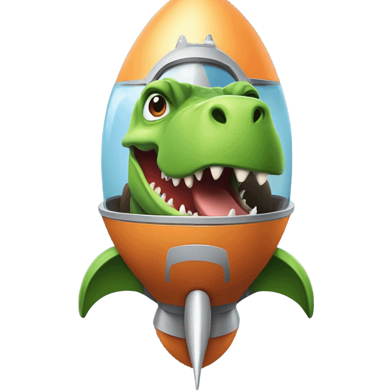 Dinosaur in a rocket ship emoji