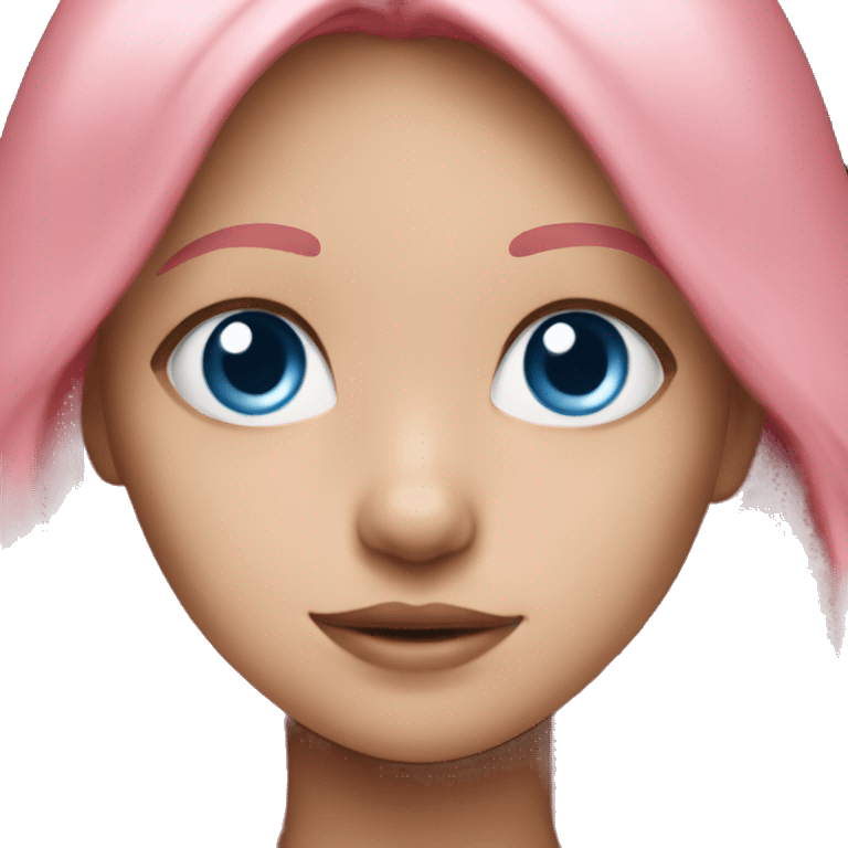 child with pink long hair and blue eyes emoji