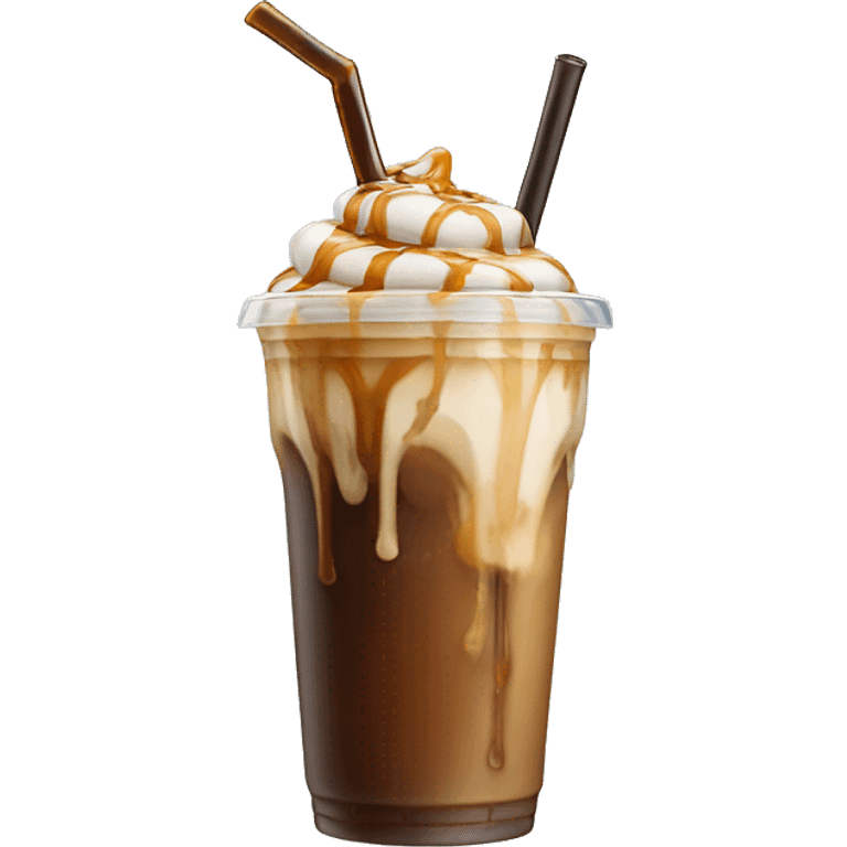 iced coffee with caramel drizzle on top emoji