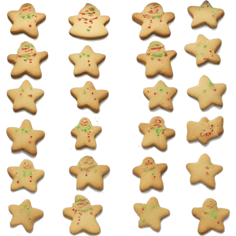 Realistic flat gold cookie baking sheet pan , with christmas cookies arranged on it fresh from the oven. emoji