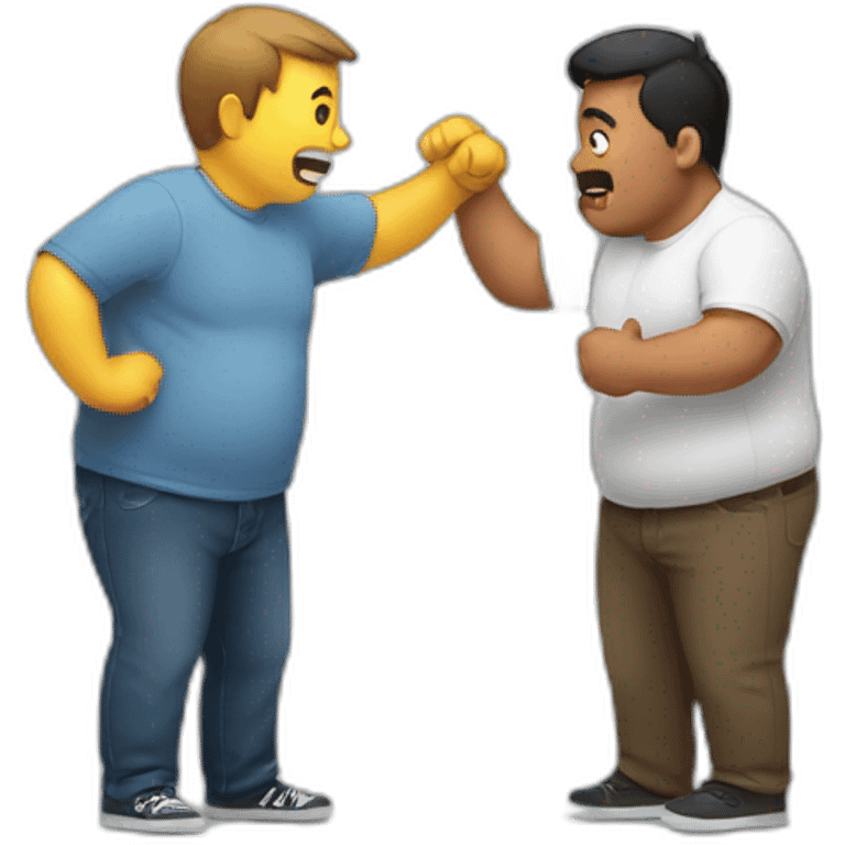 Skinny man slapping fat man's belly emoji