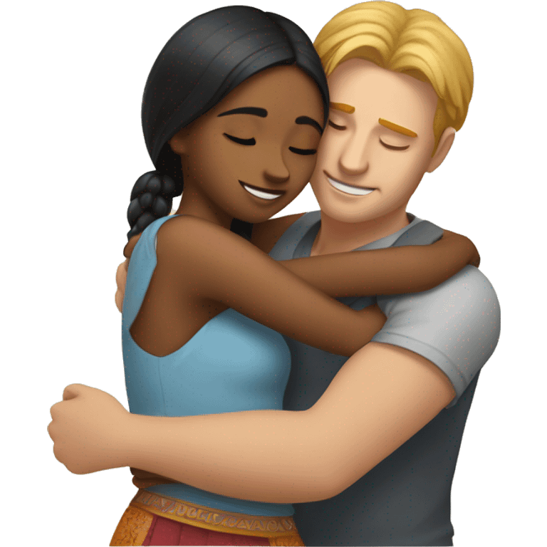 White guy hugging cute indian girl emoji