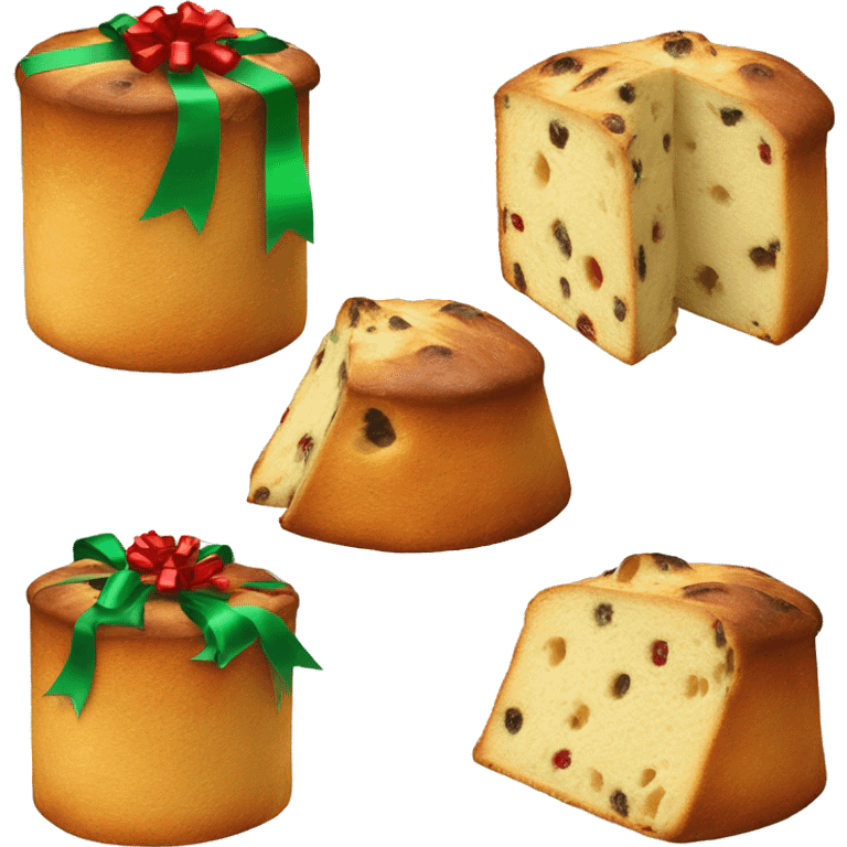 Christmas panettone with green and red bow emoji