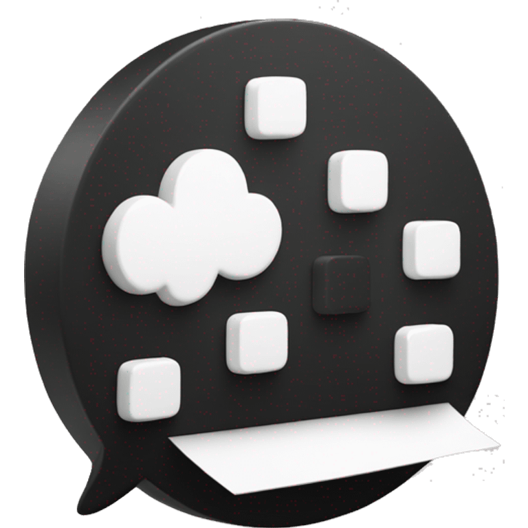 black squared chat cloud with white question mark in the middle emoji