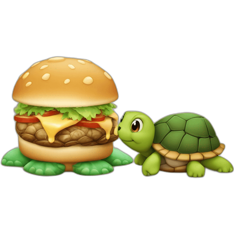 Une tortue j’ai honte en train de se battre avec un chat tout petit comme une fourmi qui détruisent une ville qui mange trois burgers à la fois et qui font des câlins à Mickey emoji