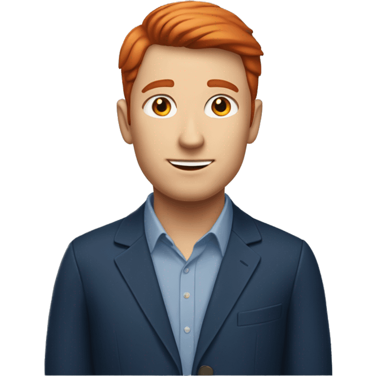 Man with short red hair and oxford blue shirt working in finance emoji