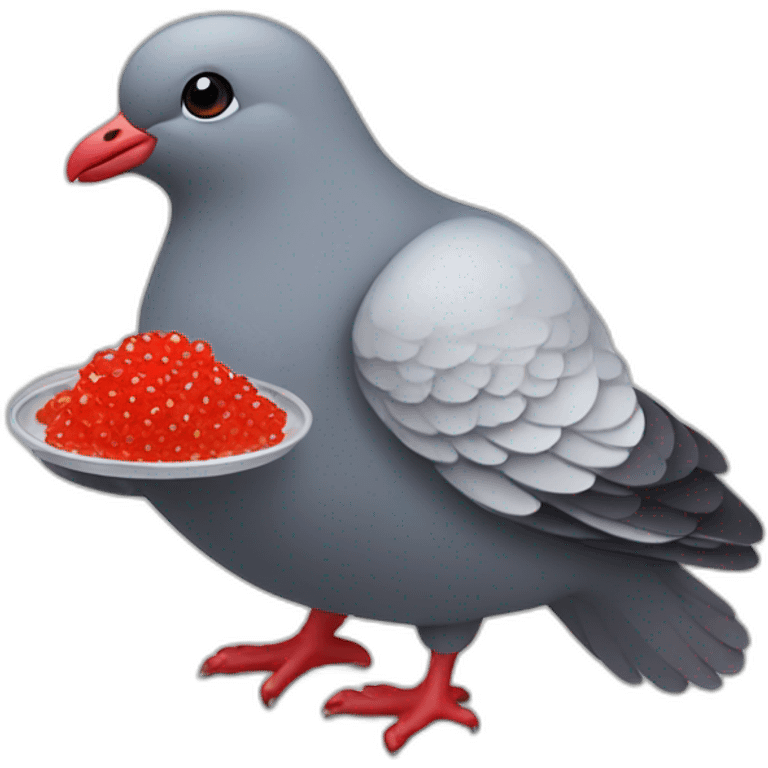 pidgeon holding red caviar in hand emoji