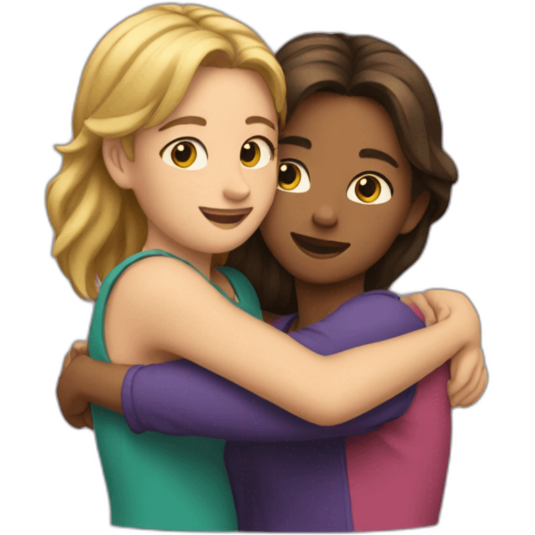 Two girl hugging each other emoji