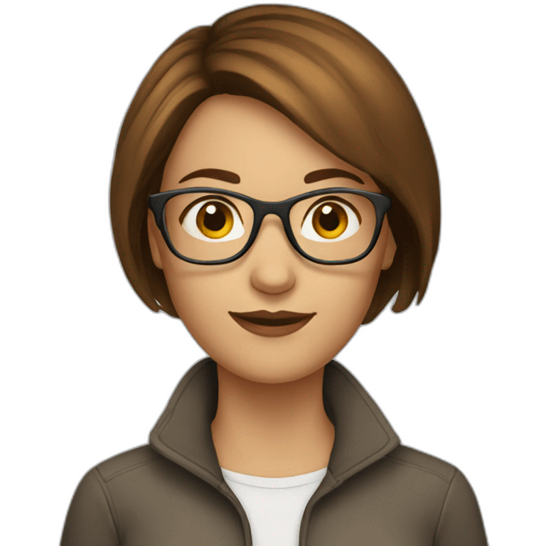 female-short-brown-hair-with-glasses emoji