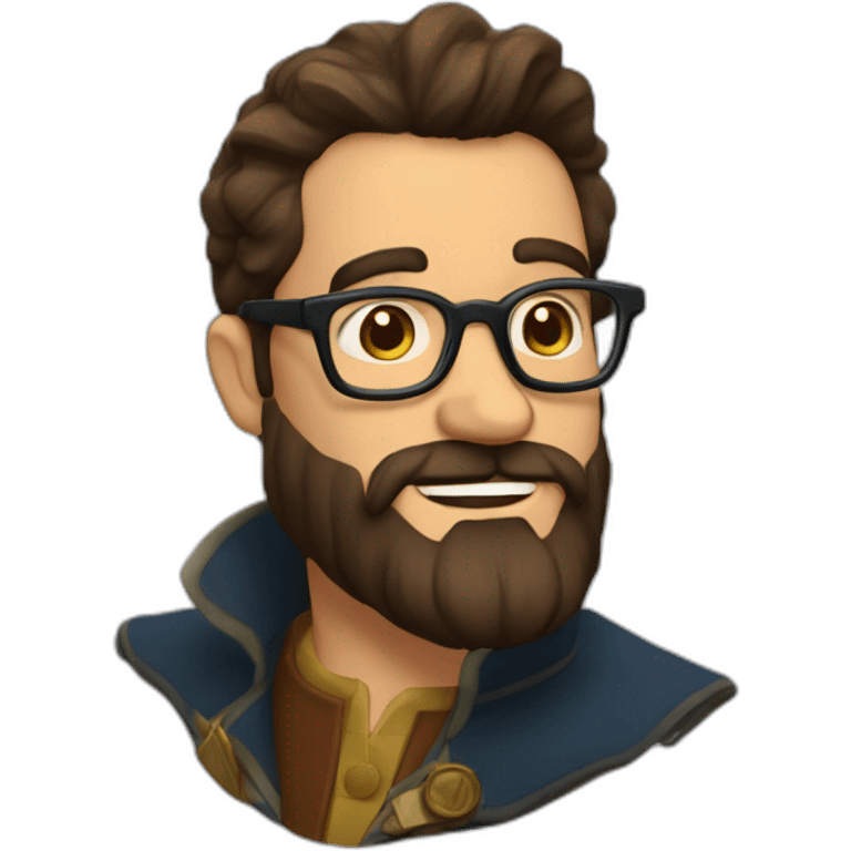 Bearded gaston Algaze with wayfarer glasses emoji