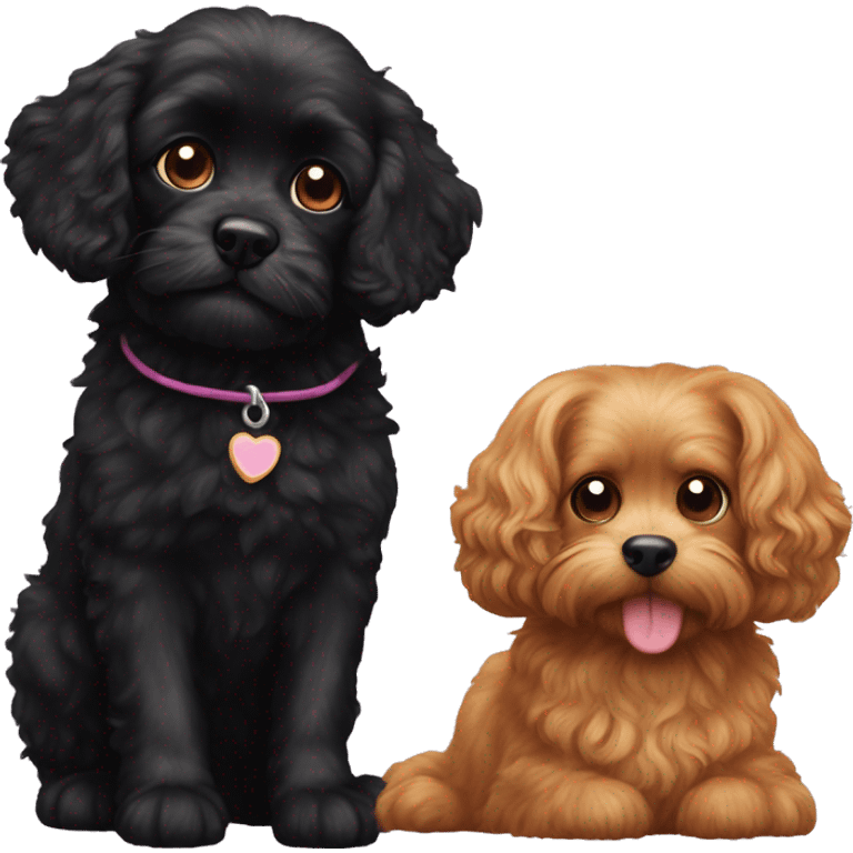 Cavapoo and a black cat emoji