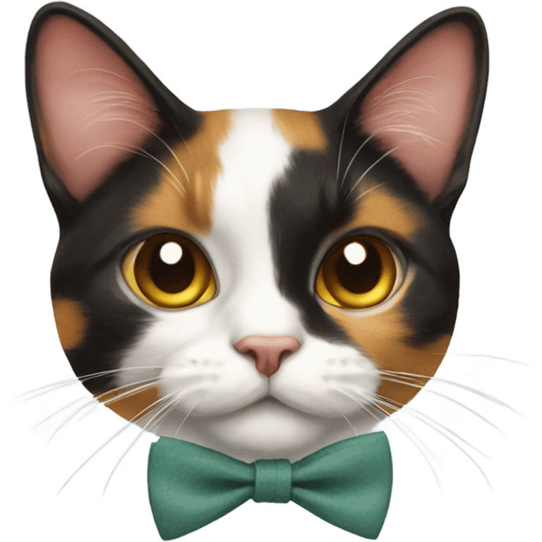 Calico cat with bow tie emoji