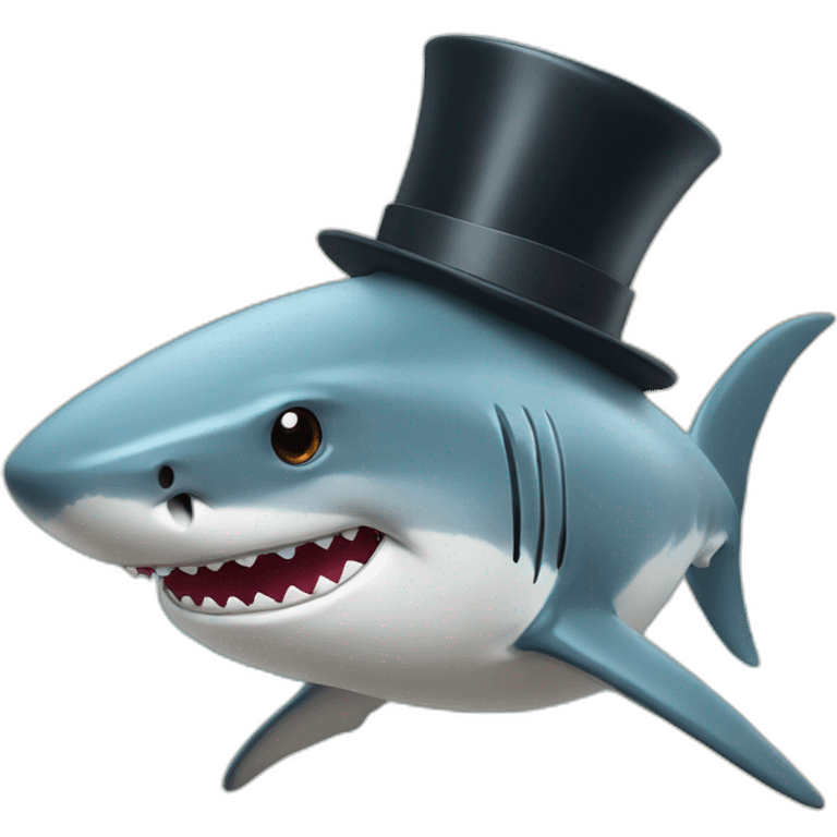 Shark with a top hat emoji