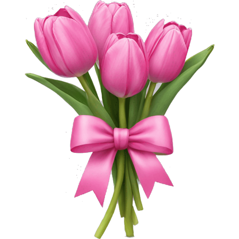 Pink tulips with a bow emoji