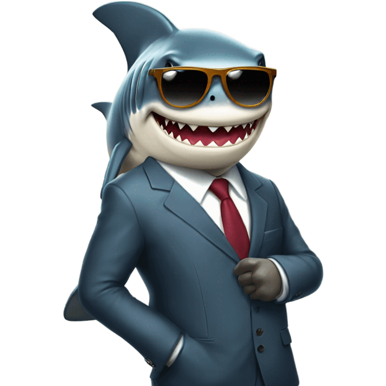 shark wearing sunglases and a suit emoji