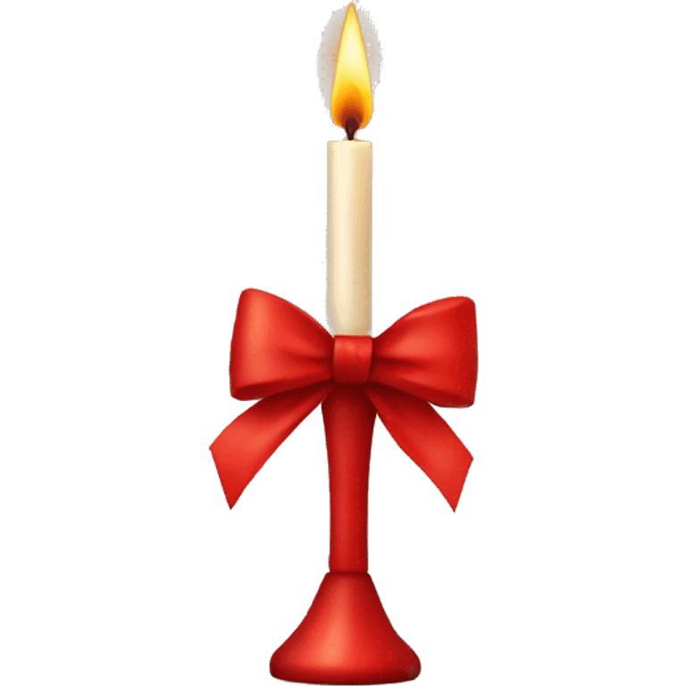 A candlestick in the form of a red bow with a long candle inside emoji