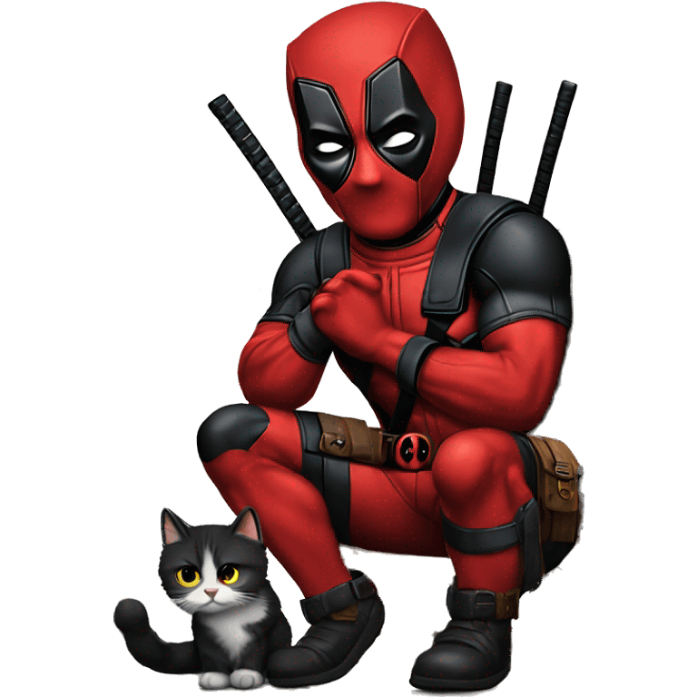 Deadpool con un gato negro adorable  emoji