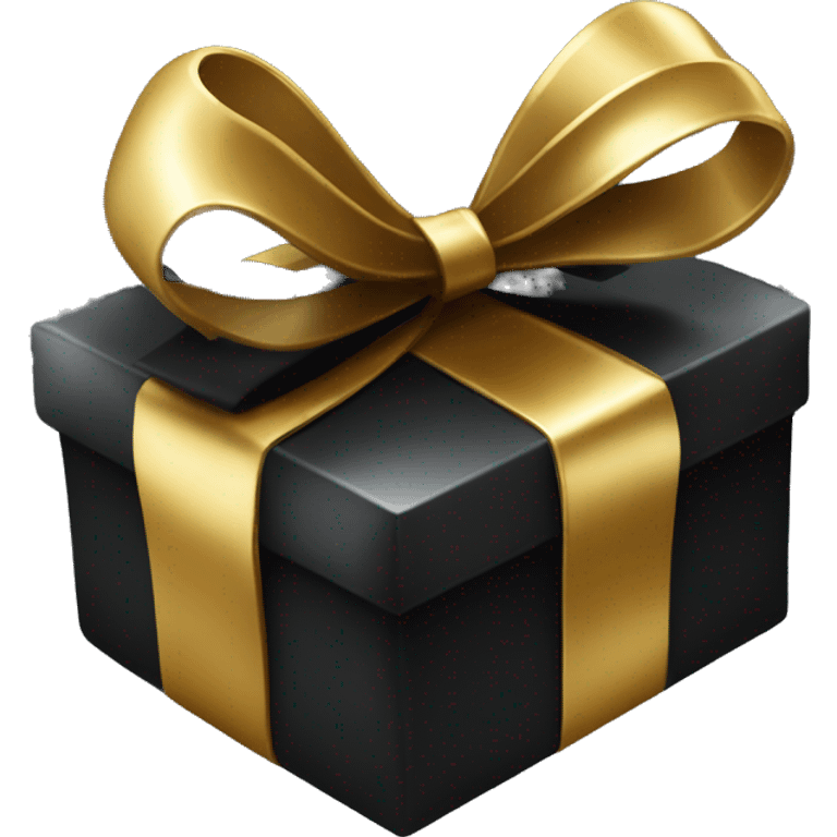 shiny black gift with gold bow emoji