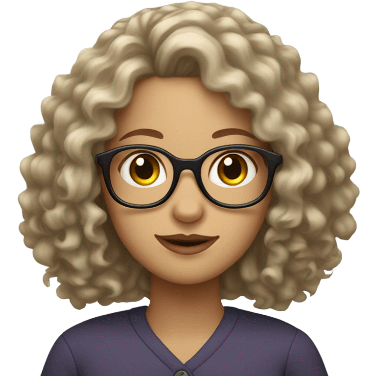 White girl with curly hair and glasses  emoji