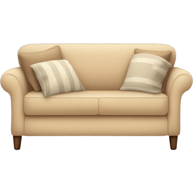 Beige couch with cozy blankets on it emoji