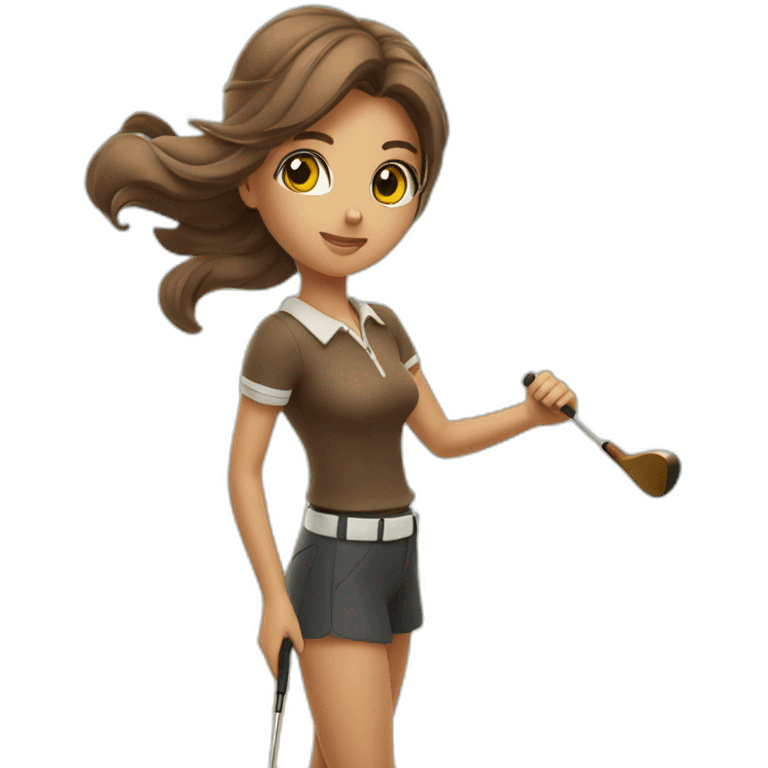 Golf swing beautiful girl head brown in the beach  emoji