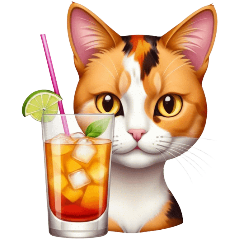 cat drinking a cocktail emoji