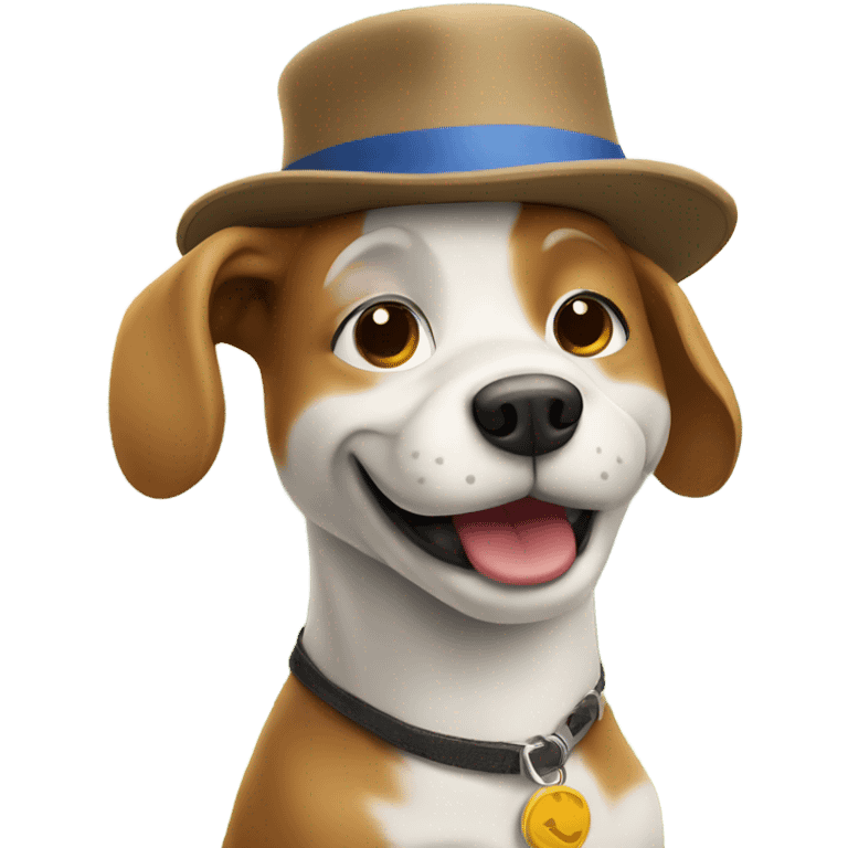 Talking dog with hat at park  emoji