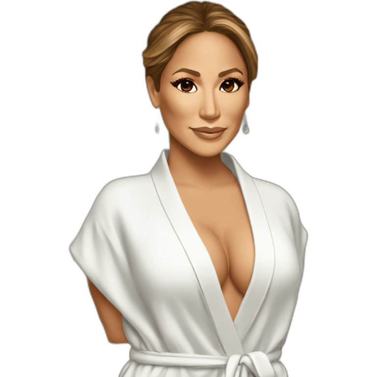 big bosomed Latina Jennifer lopez in a bathrobe emoji